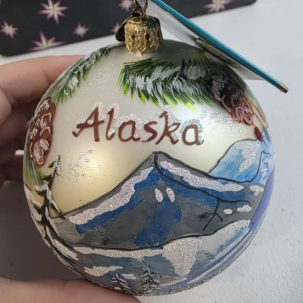 Christopher Radko Large Ball Ornament Very Rare HTF Alaska Box Handpainted New